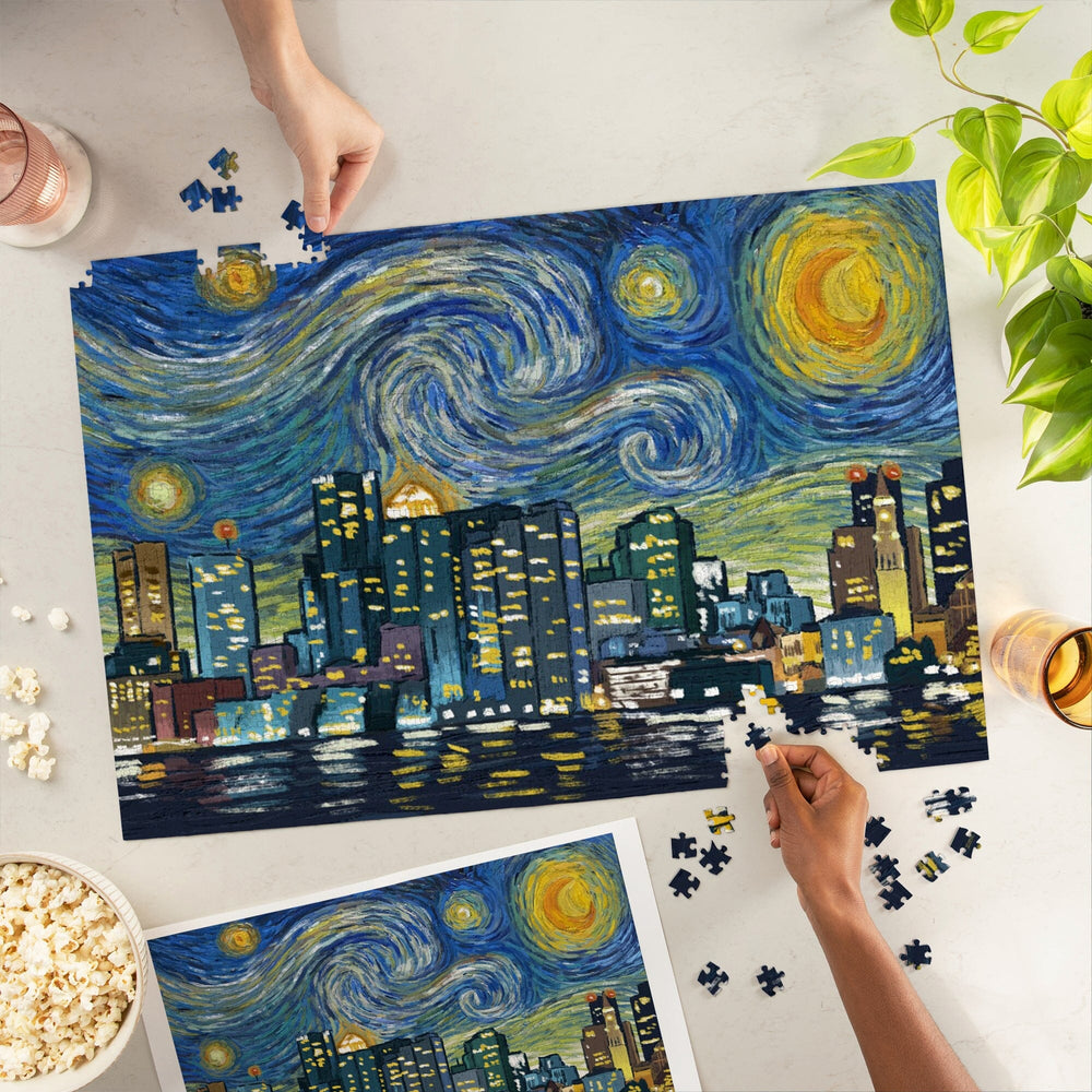 Boston, Massachusetts, Starry Night City Series, Jigsaw Puzzle Puzzle Lantern Press 