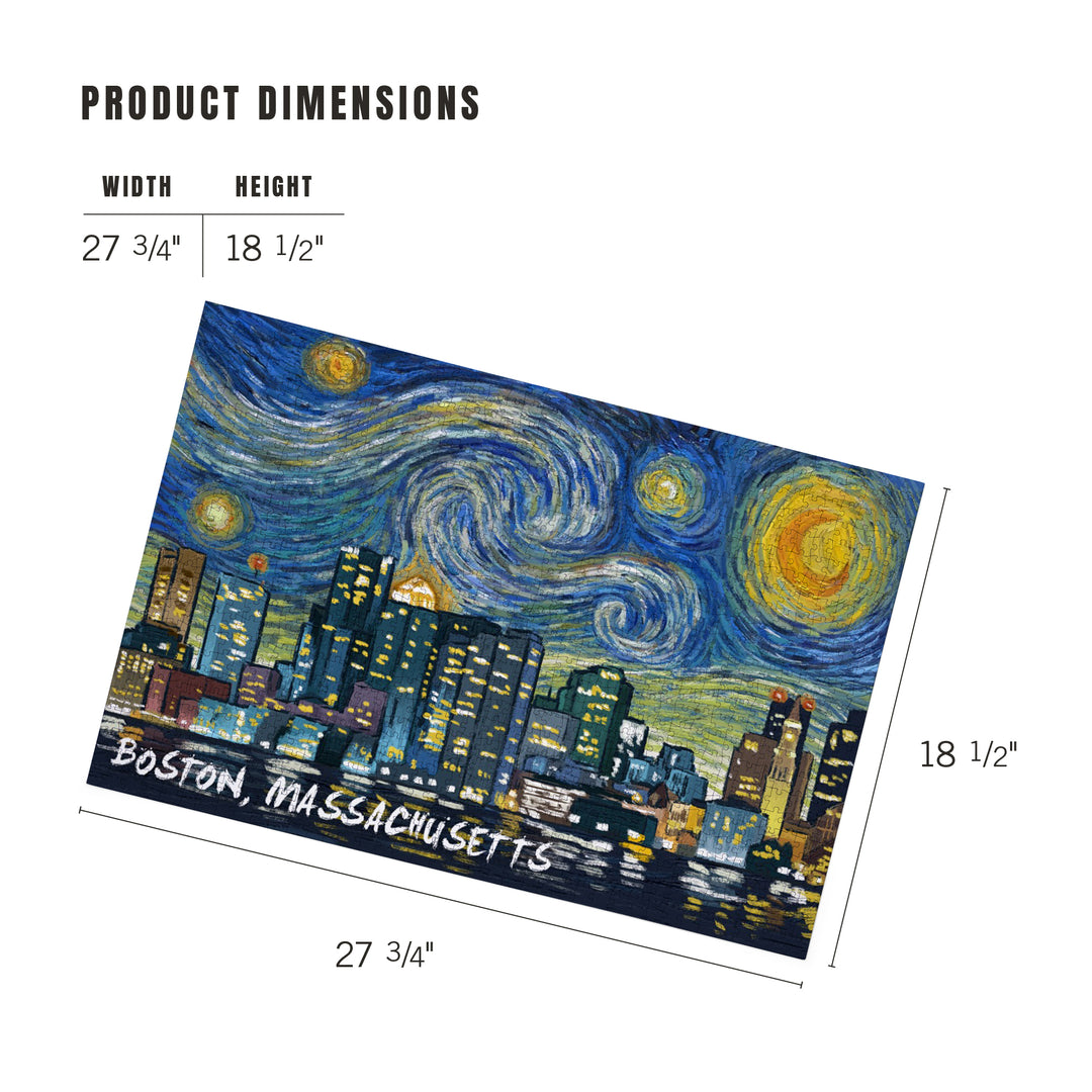 Boston, Massachusetts, Starry Night City Series, Jigsaw Puzzle Puzzle Lantern Press 