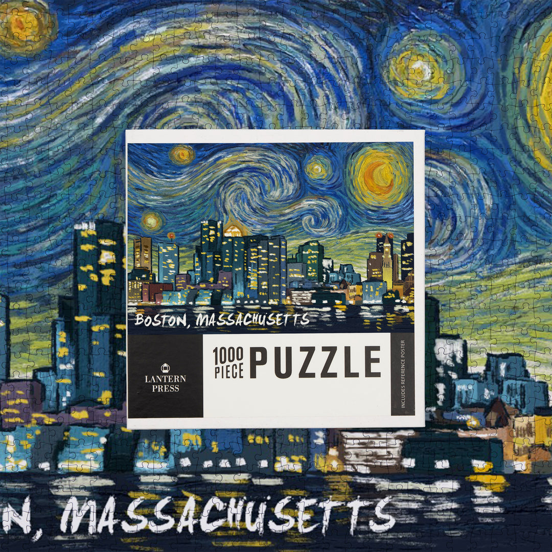 Boston, Massachusetts, Starry Night City Series, Jigsaw Puzzle Puzzle Lantern Press 