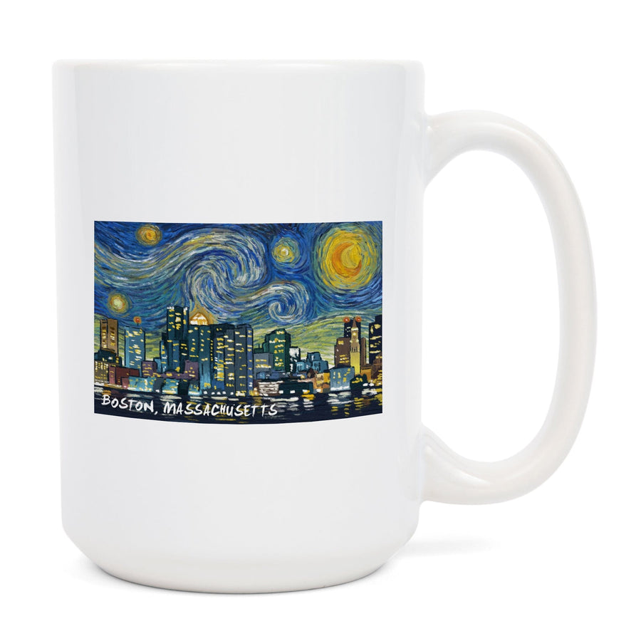 Boston, Massachusetts, Starry Night City Series, Lantern Press Artwork, Ceramic Mug Mugs Lantern Press 