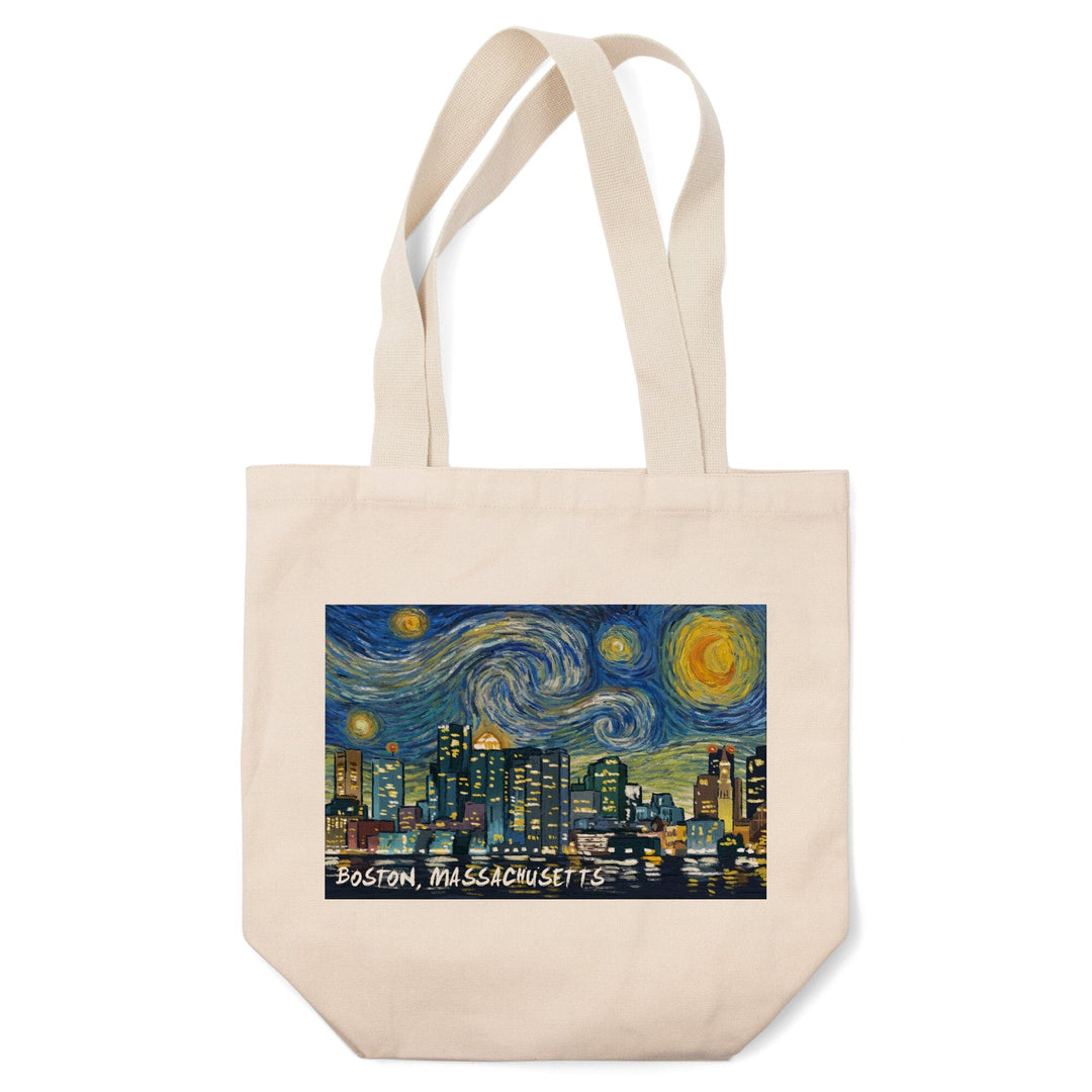 Boston, Massachusetts, Starry Night City Series, Lantern Press Artwork, Tote Bag Totes Lantern Press 