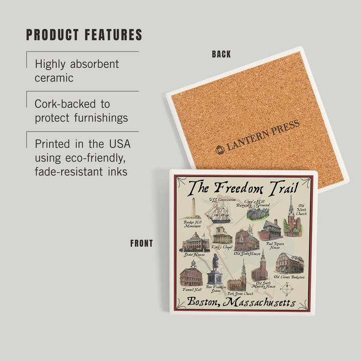 Boston, Massachusetts, The Freedom Trail, Coasters Coasters Lantern Press 