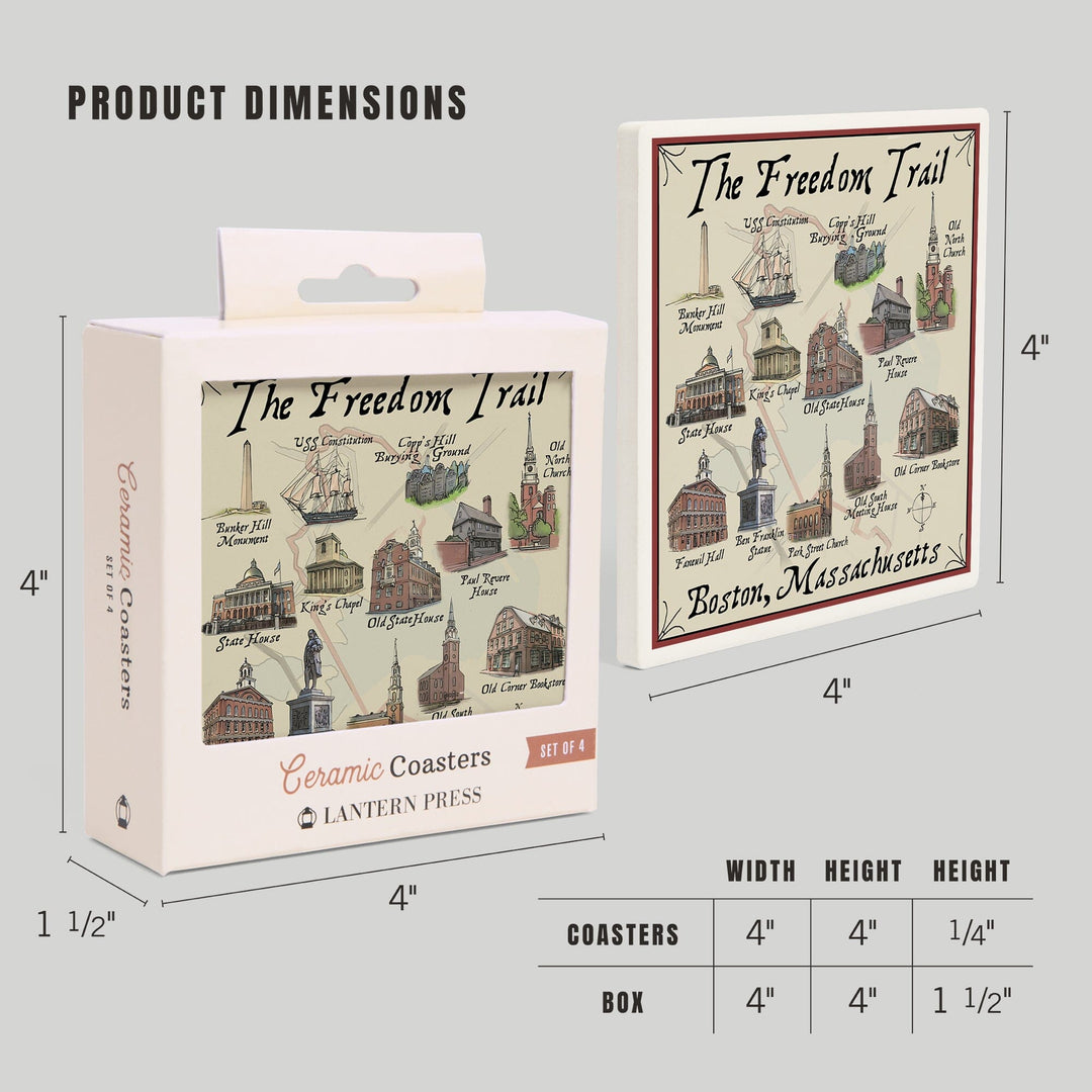 Boston, Massachusetts, The Freedom Trail, Coasters Coasters Lantern Press 