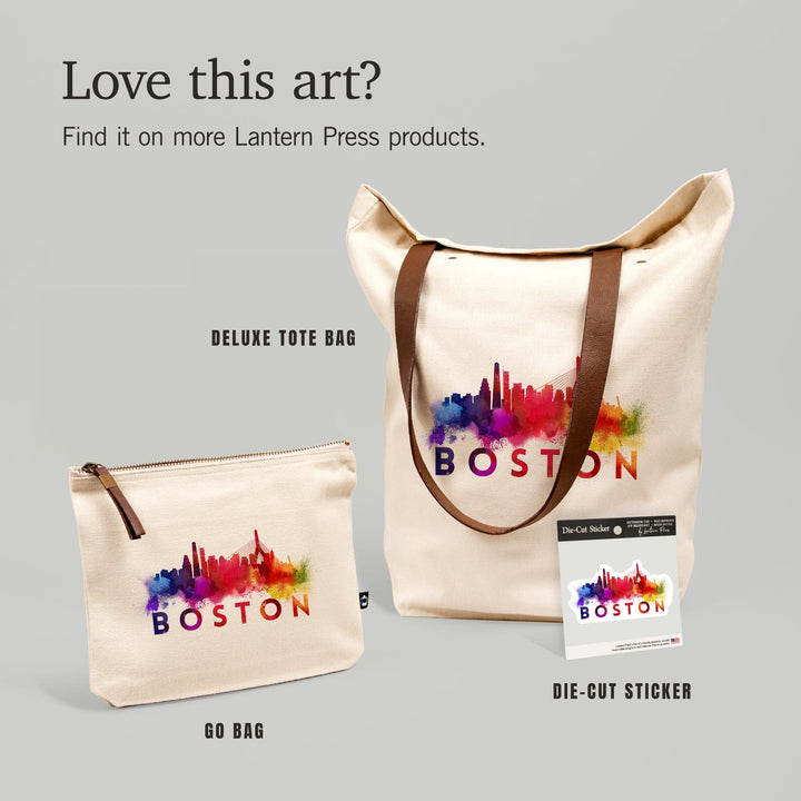 Boston, Skyline Abstract, Large Letters, Contour, Vinyl Sticker Sticker Lantern Press 