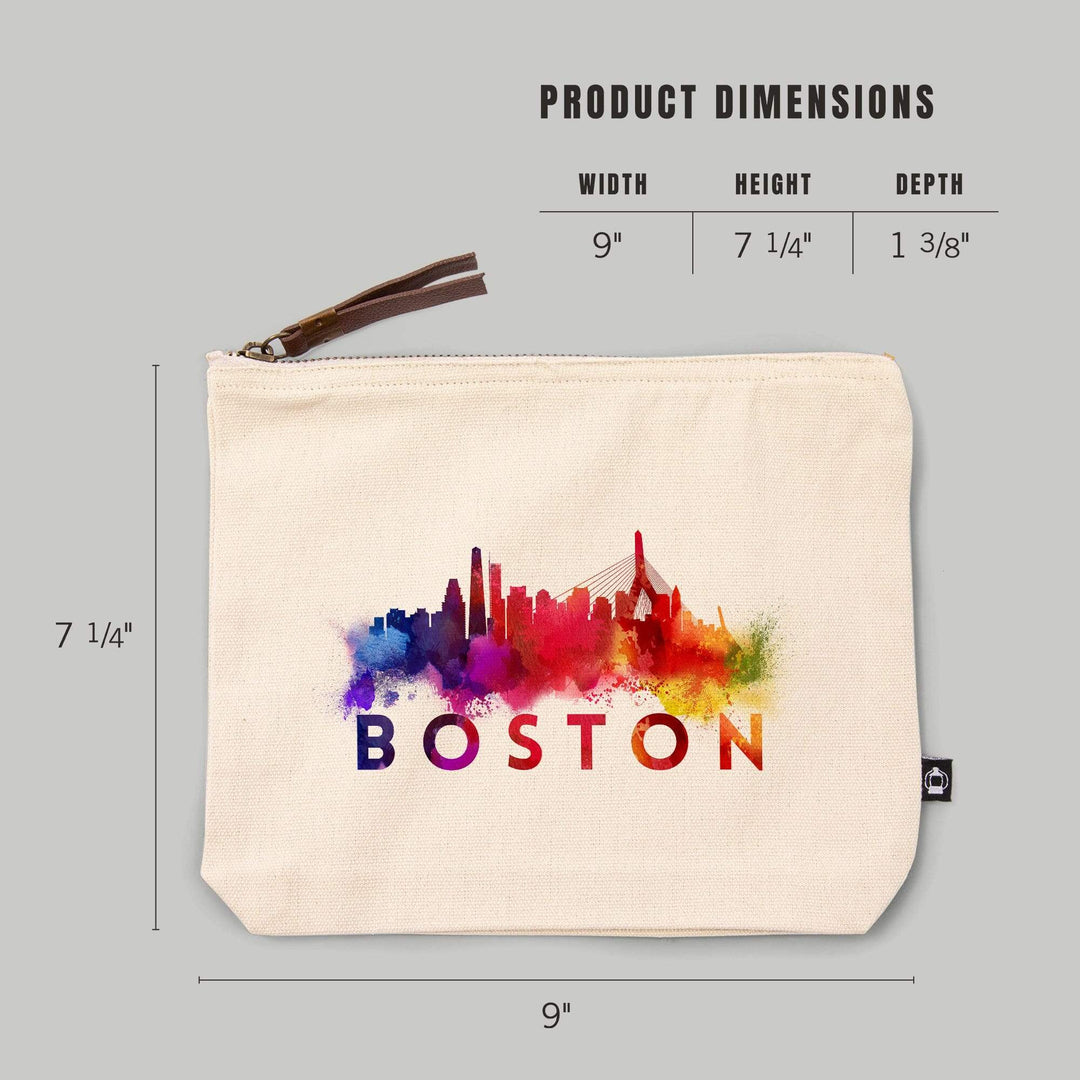 Boston, Skyline Abstract, Large Letters,, Organic Cotton Zipper Pouch, Go Bag Go Bag Lantern Press 