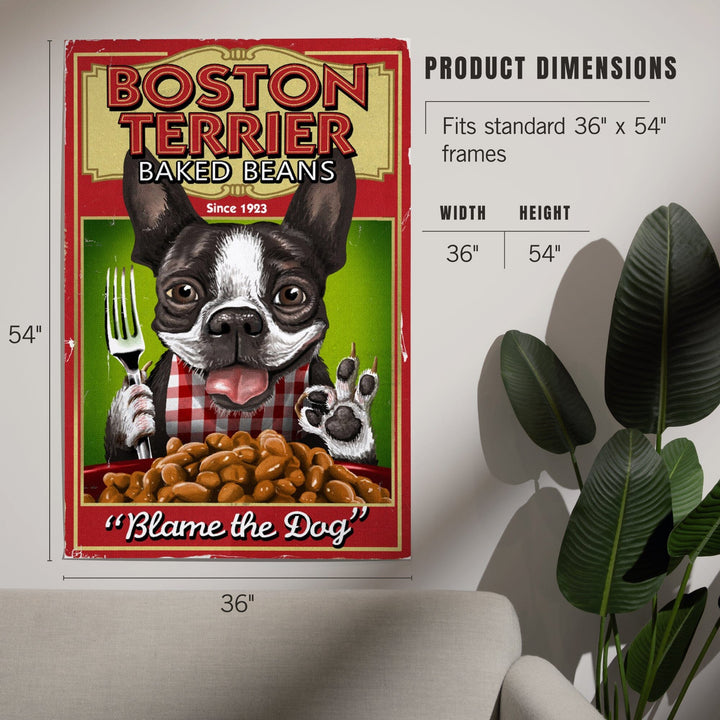 Boston Terrier, Retro Baked Beans Ad, Art & Giclee Prints Art Lantern Press 