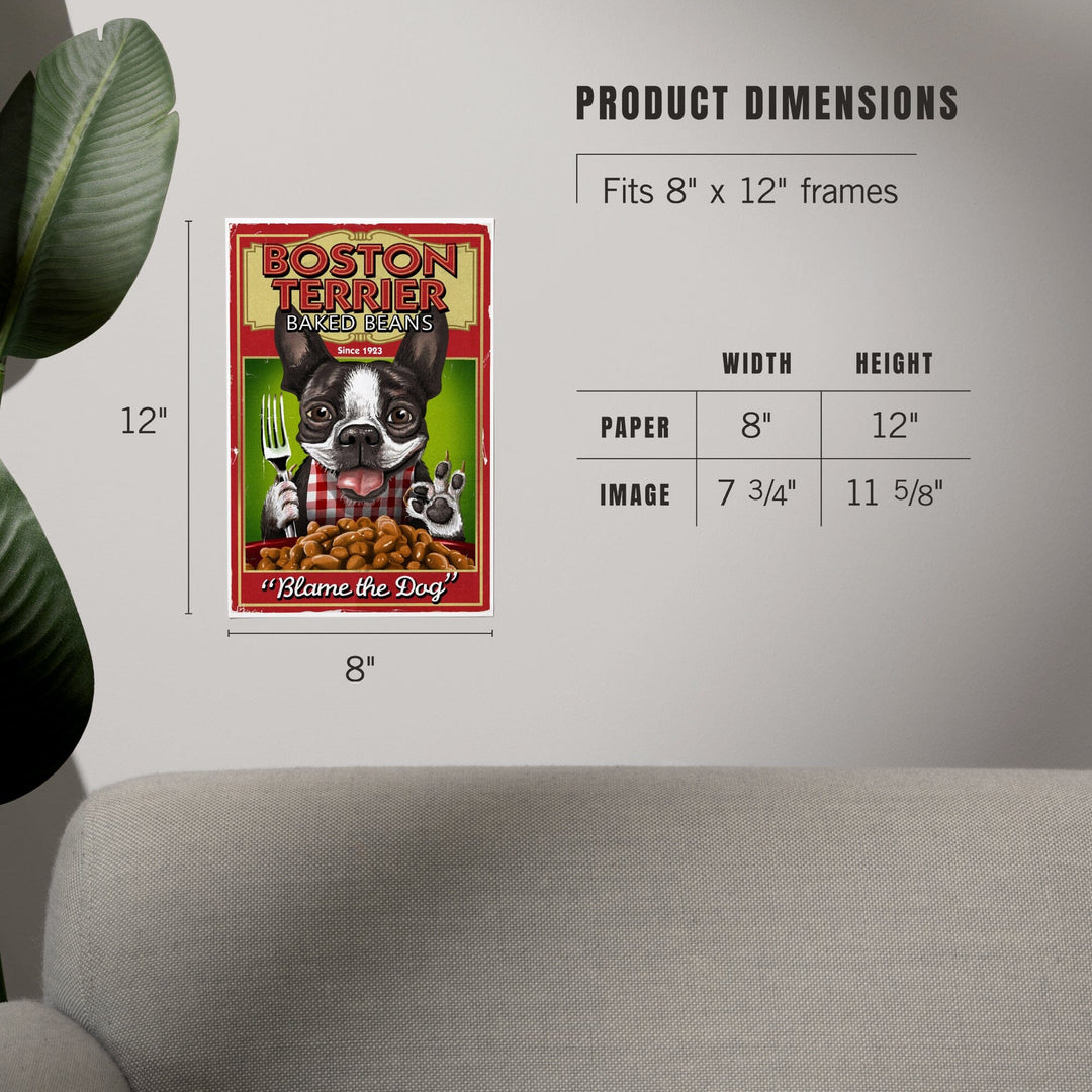 Boston Terrier, Retro Baked Beans Ad, Art & Giclee Prints Art Lantern Press 