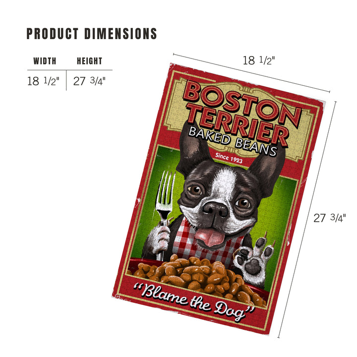 Boston Terrier, Retro Baked Beans Ad, Jigsaw Puzzle Puzzle Lantern Press 