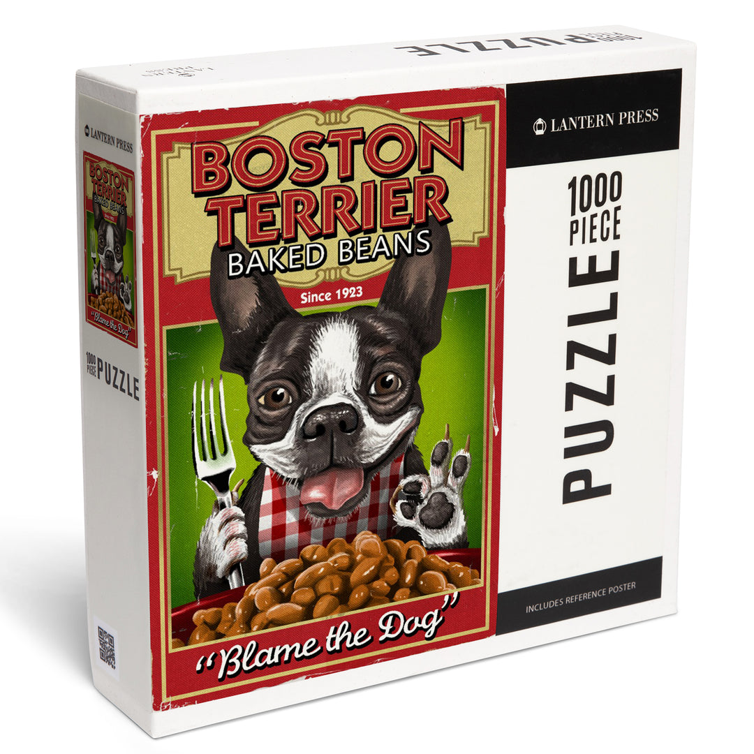 Boston Terrier, Retro Baked Beans Ad, Jigsaw Puzzle Puzzle Lantern Press 