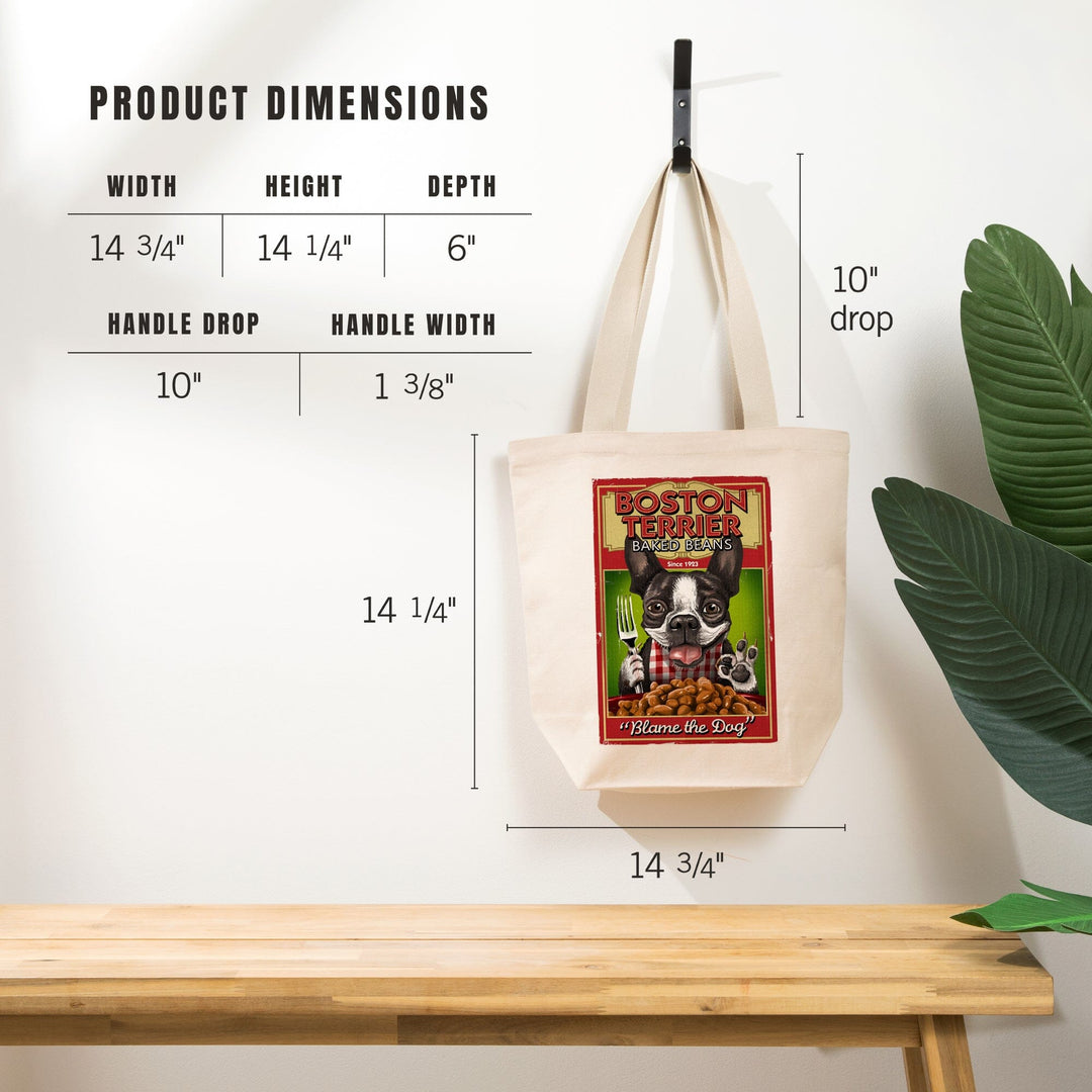 Boston Terrier, Retro Baked Beans Ad, Tote Bag Totes Lantern Press 