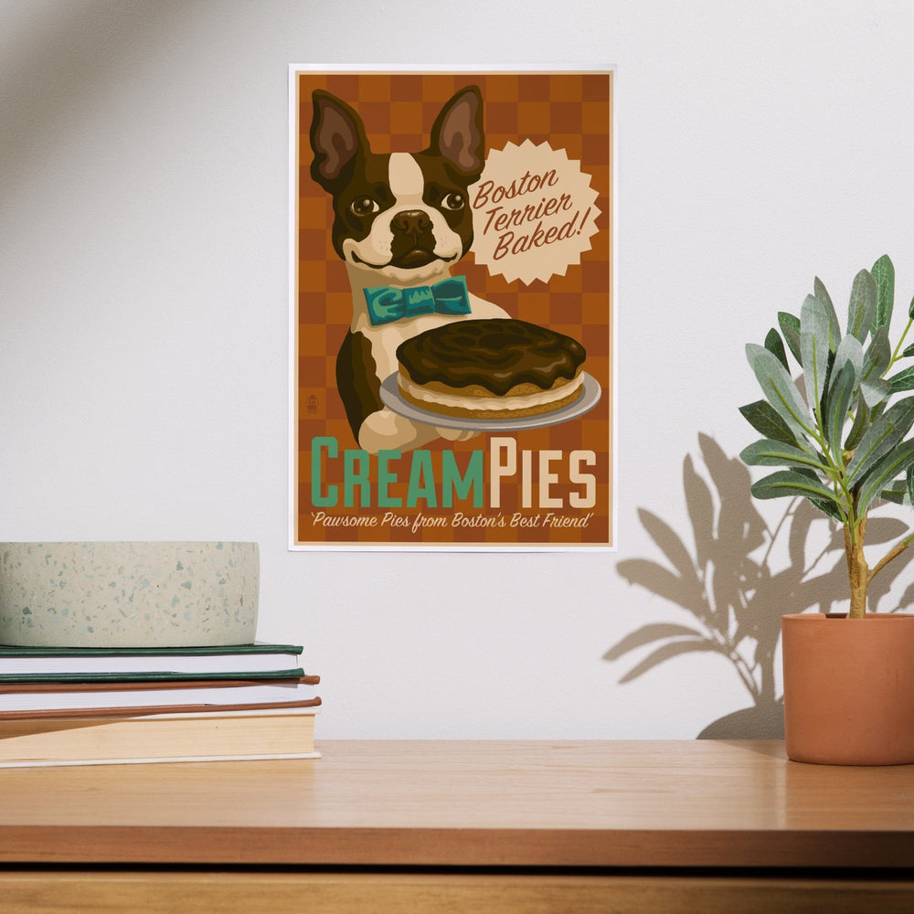 Boston Terrier, Retro Cream Pie Ad, Art & Giclee Prints Art Lantern Press 