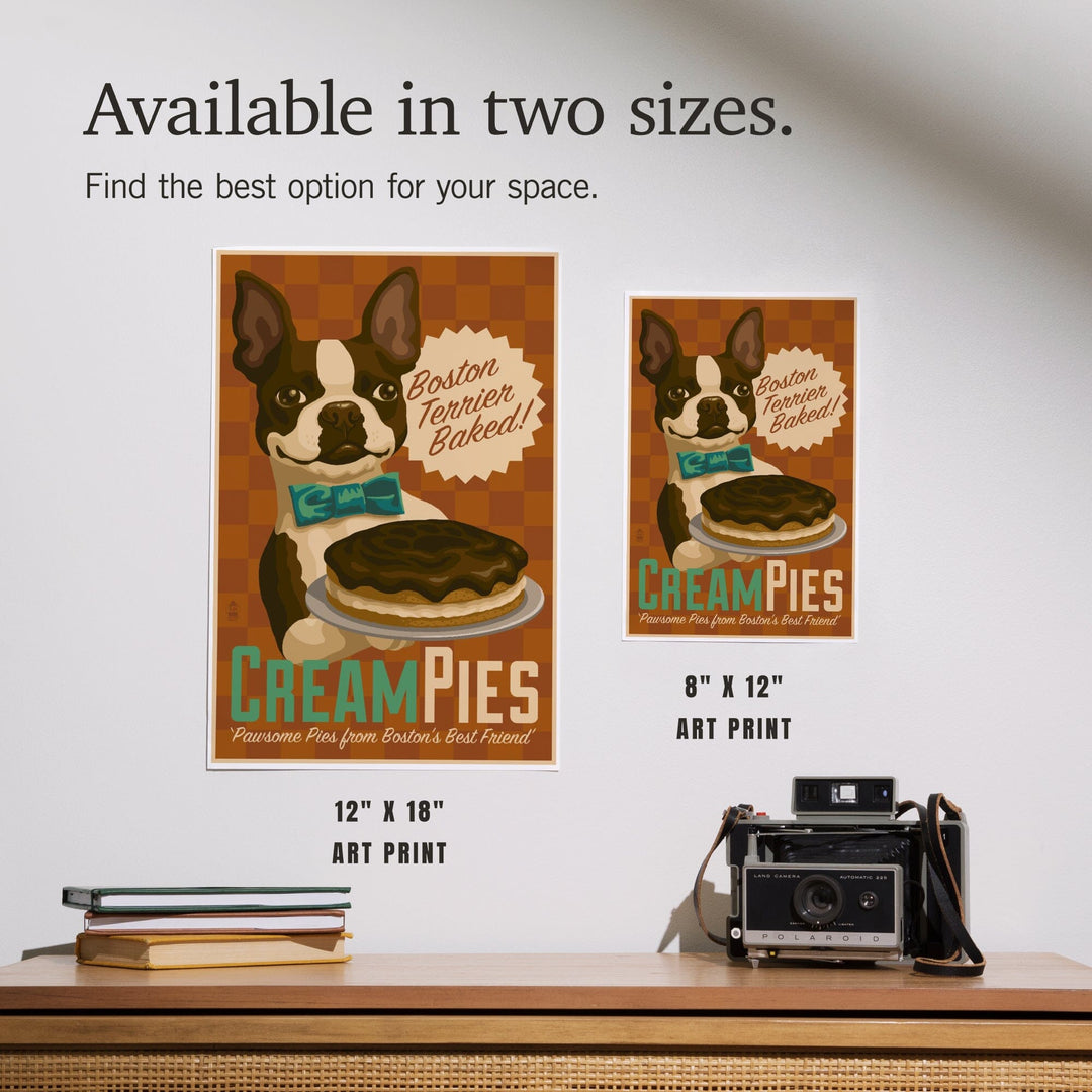 Boston Terrier, Retro Cream Pie Ad, Art & Giclee Prints Art Lantern Press 