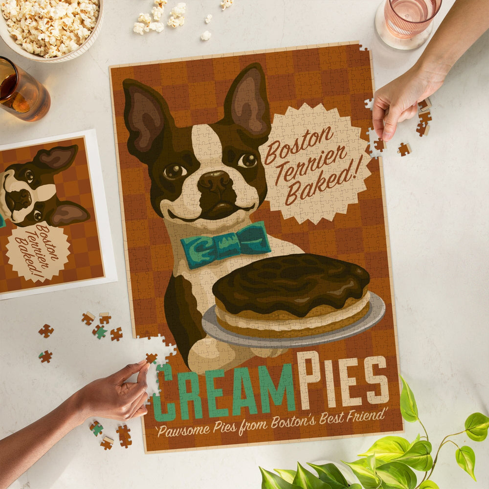 Boston Terrier, Retro Cream Pie Ad, Jigsaw Puzzle Puzzle Lantern Press 