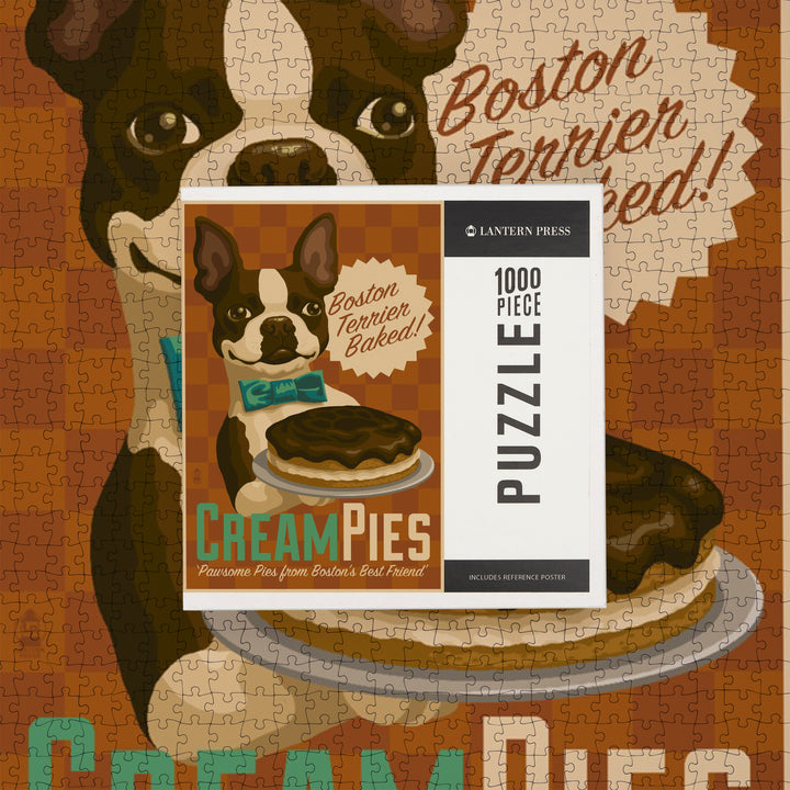 Boston Terrier, Retro Cream Pie Ad, Jigsaw Puzzle Puzzle Lantern Press 
