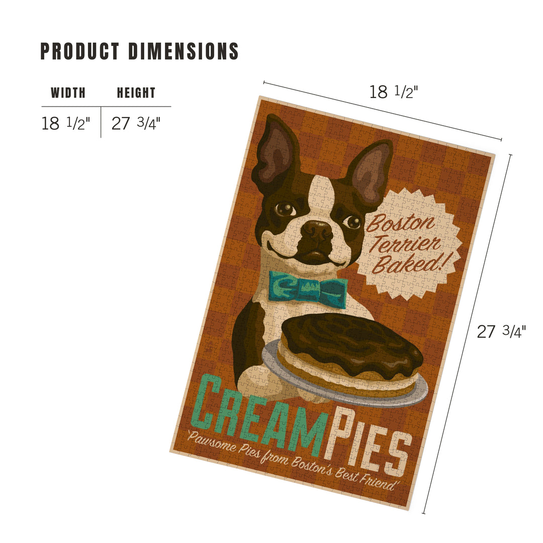 Boston Terrier, Retro Cream Pie Ad, Jigsaw Puzzle Puzzle Lantern Press 