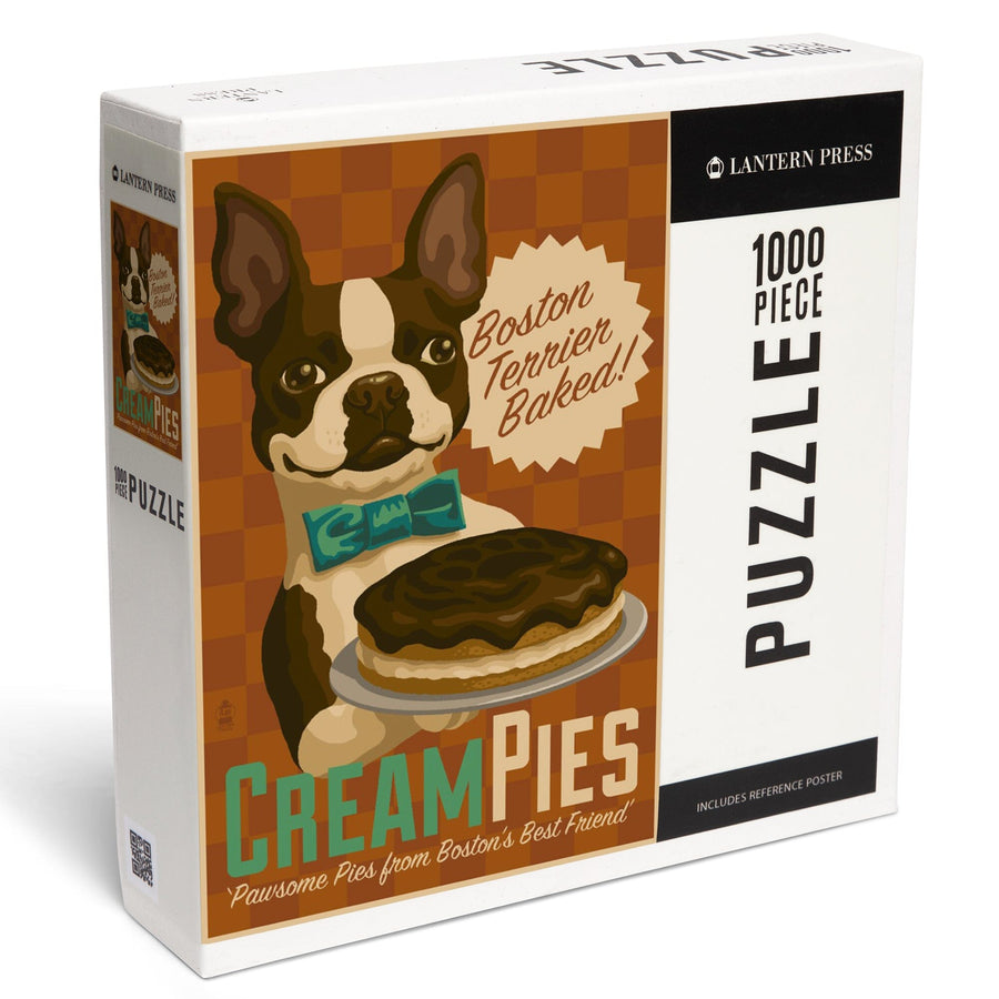 Boston Terrier, Retro Cream Pie Ad, Jigsaw Puzzle Puzzle Lantern Press 