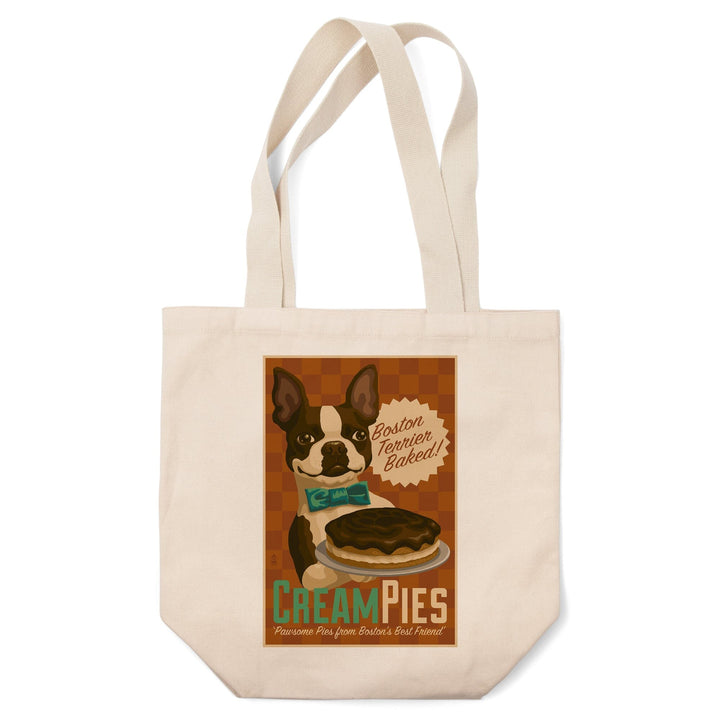 Boston Terrier, Retro Cream Pie Ad, Lantern Press Artwork, Tote Bag Totes Lantern Press 