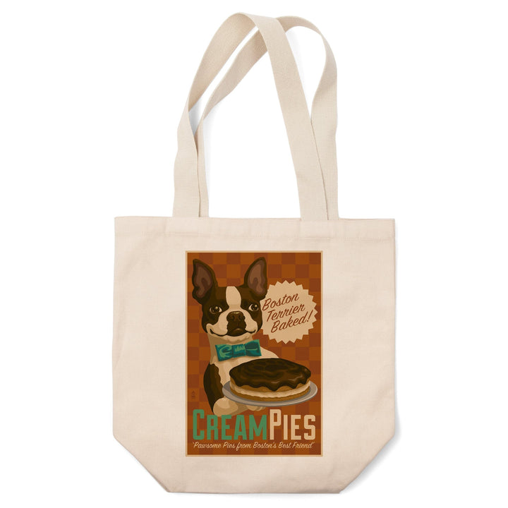 Boston Terrier, Retro Cream Pie Ad, Tote Bag Totes Lantern Press 