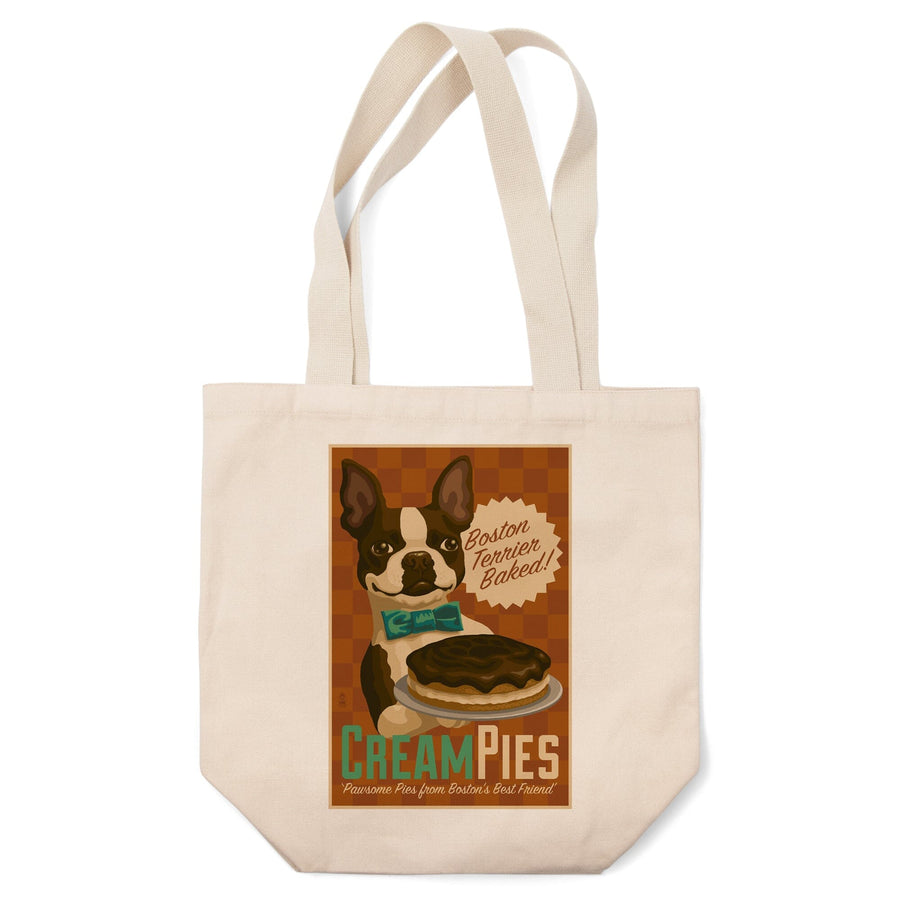 Boston Terrier, Retro Cream Pie Ad, Tote Bag Totes Lantern Press 