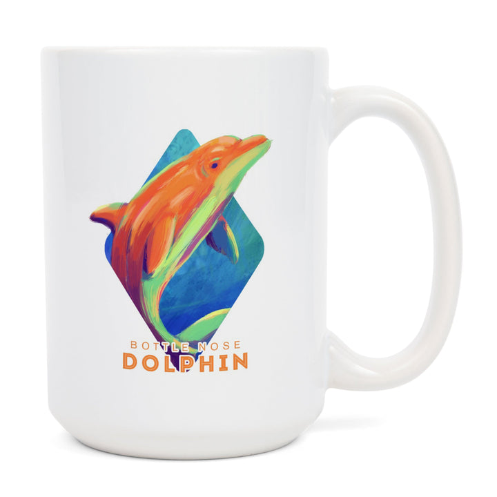 Bottlenose Dolphin, Vivid, Contour, Lantern Press Artwork, Ceramic Mug Mugs Lantern Press 