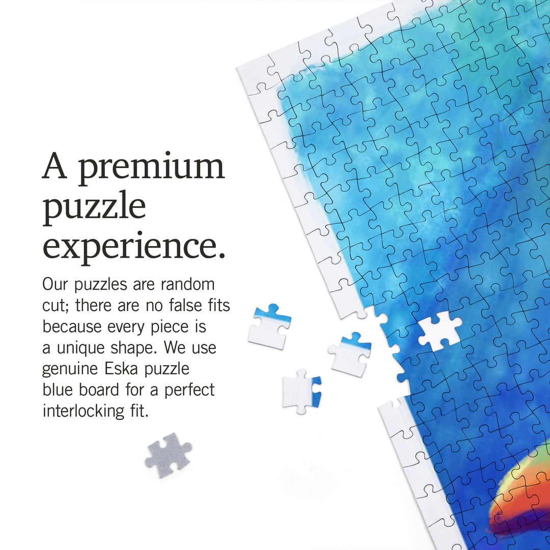 Bottlenose Dolphin, Vivid, Jigsaw Puzzle Puzzle Lantern Press 