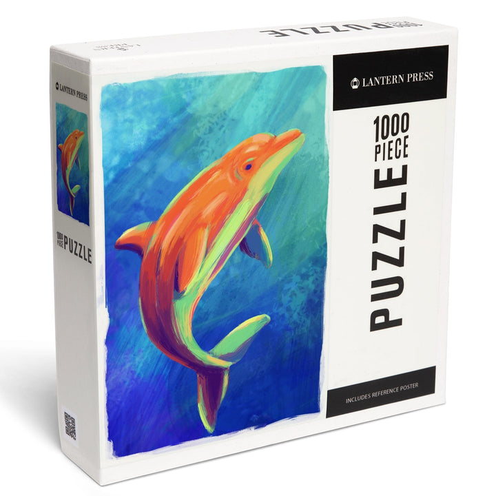 Bottlenose Dolphin, Vivid, Jigsaw Puzzle Puzzle Lantern Press 