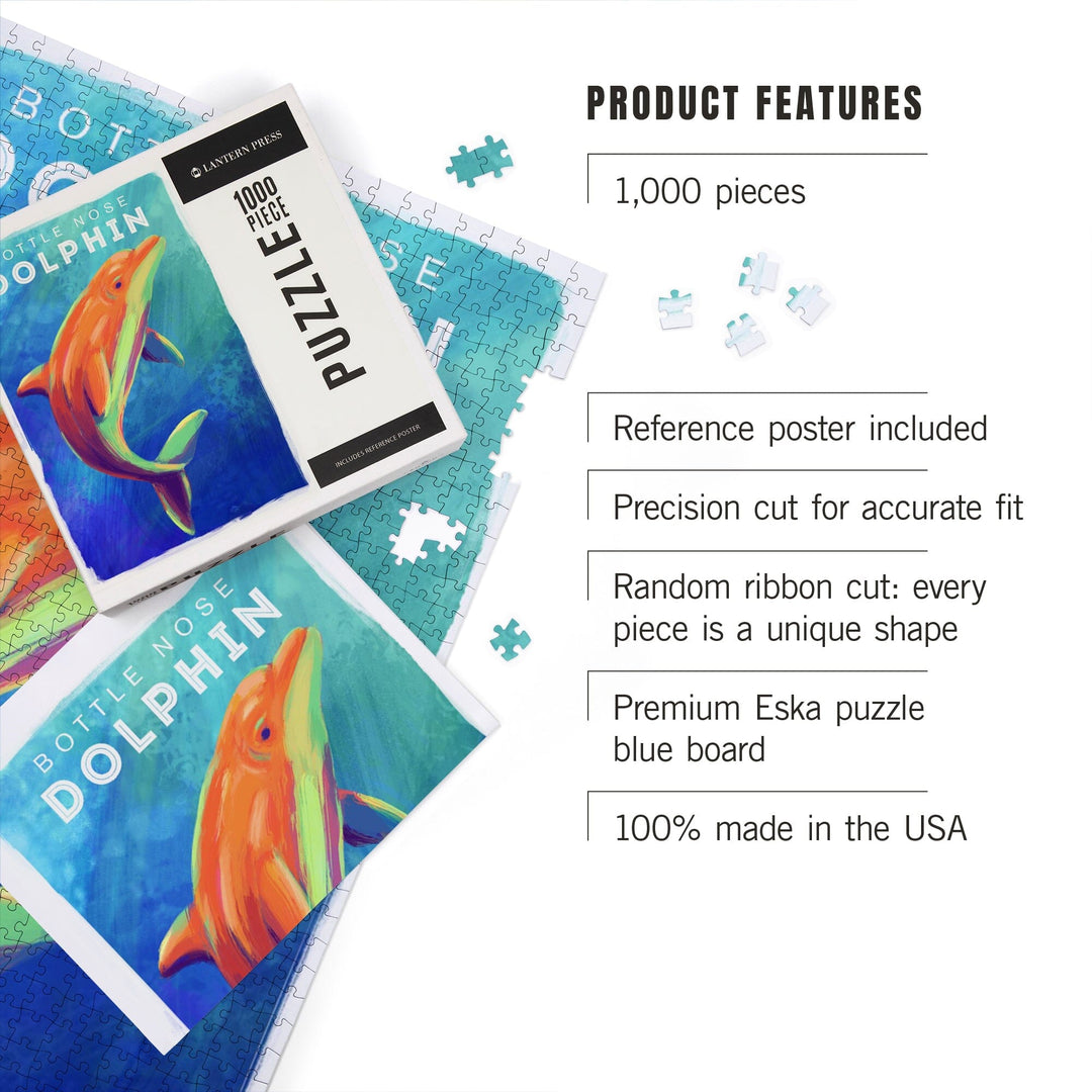 Bottlenose Dolphin, Vivid Series, Jigsaw Puzzle Puzzle Lantern Press 