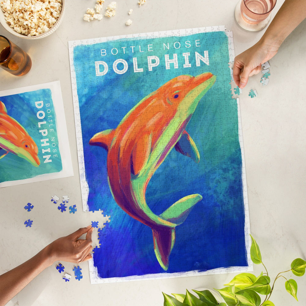 Bottlenose Dolphin, Vivid Series, Jigsaw Puzzle Puzzle Lantern Press 