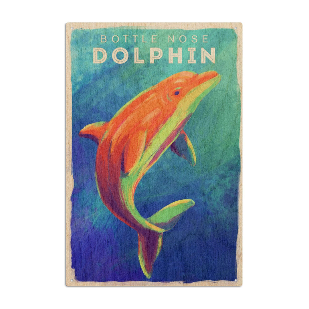 Bottlenose Dolphin, Vivid Series, Lantern Press Artwork, Wood Signs and Postcards Wood Lantern Press 10 x 15 Wood Sign 