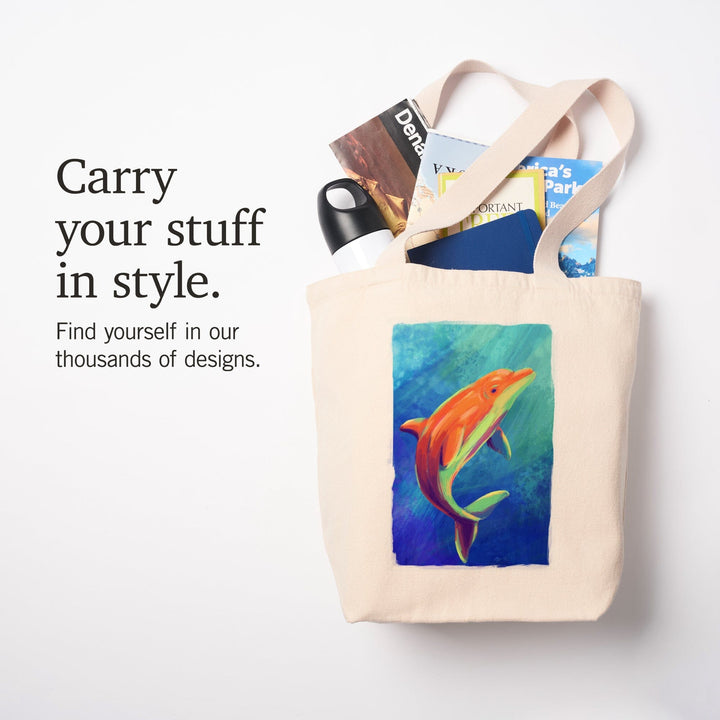 Bottlenose Dolphin, Vivid, Tote Bag Totes Lantern Press 