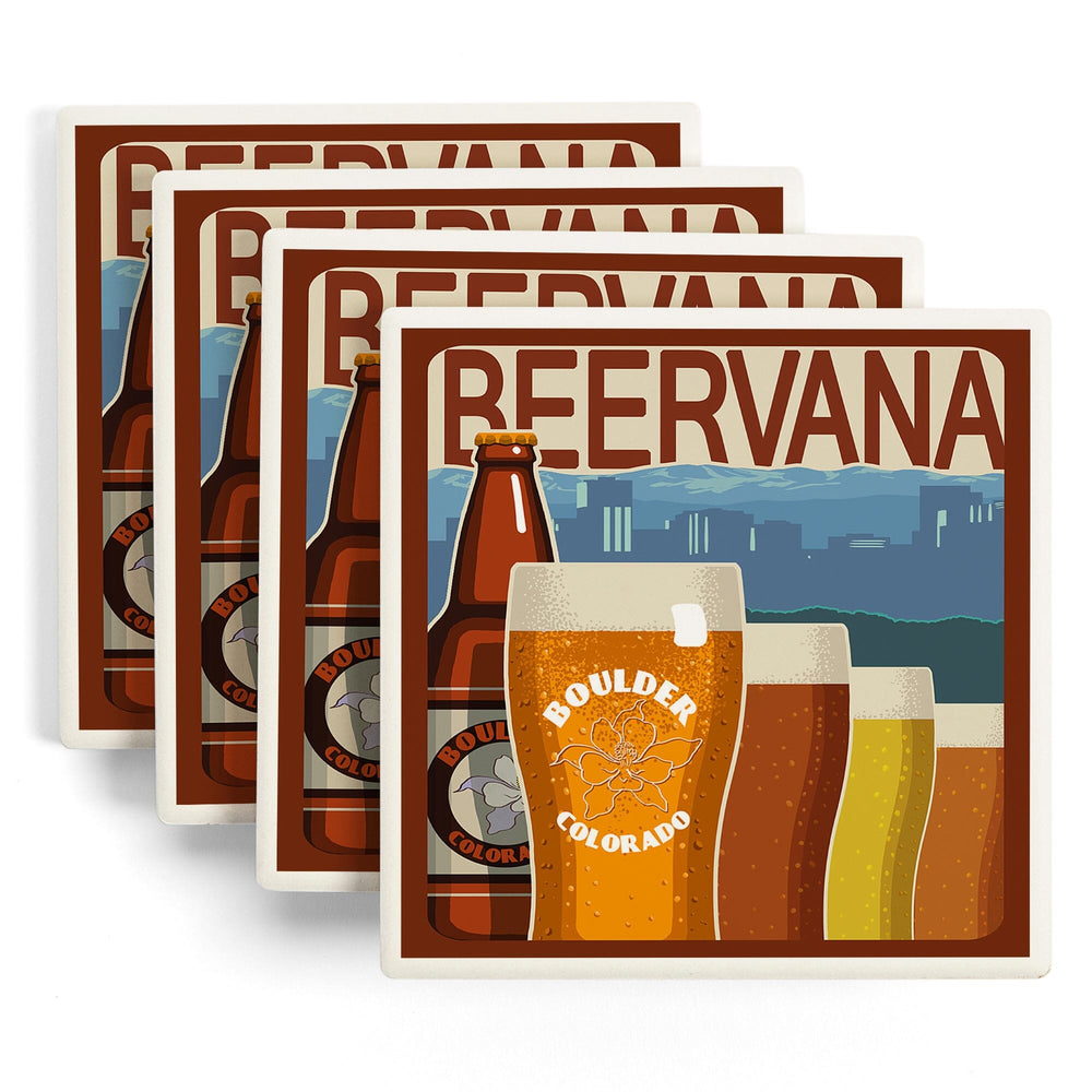 Boulder, Colorado, Beervana Vintage Sign, Coasters Coasters Lantern Press 