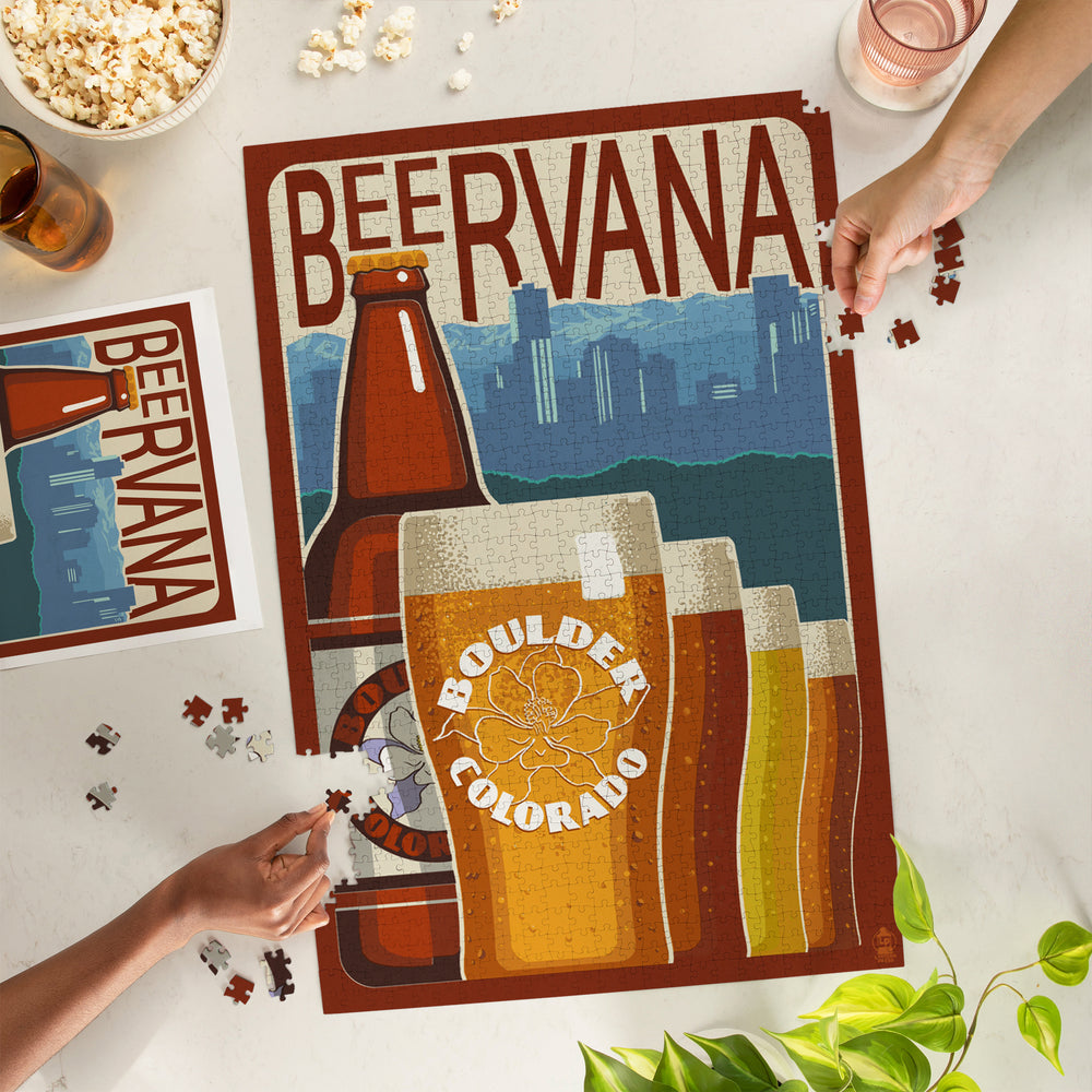 Boulder, Colorado, Beervana Vintage Sign, Jigsaw Puzzle Puzzle Lantern Press 