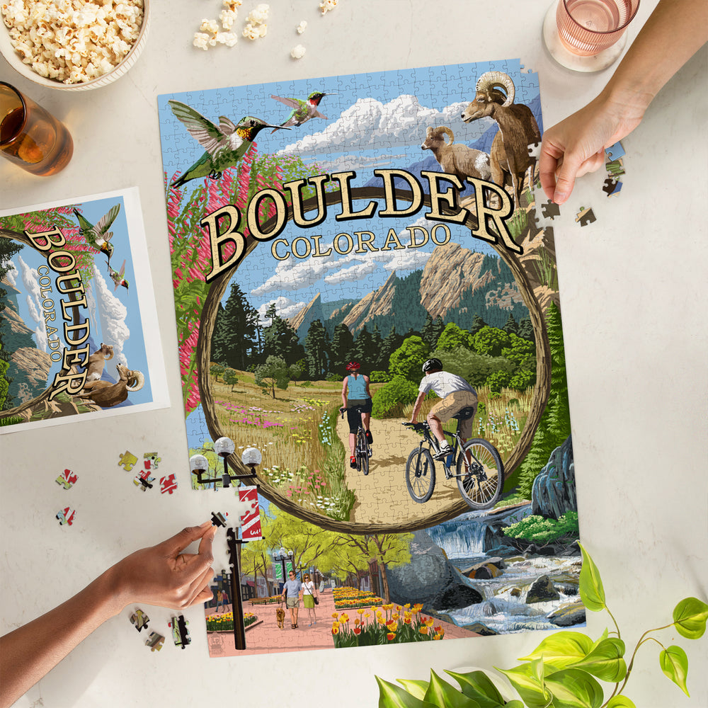 Boulder, Colorado, Montage Views, Jigsaw Puzzle Puzzle Lantern Press 