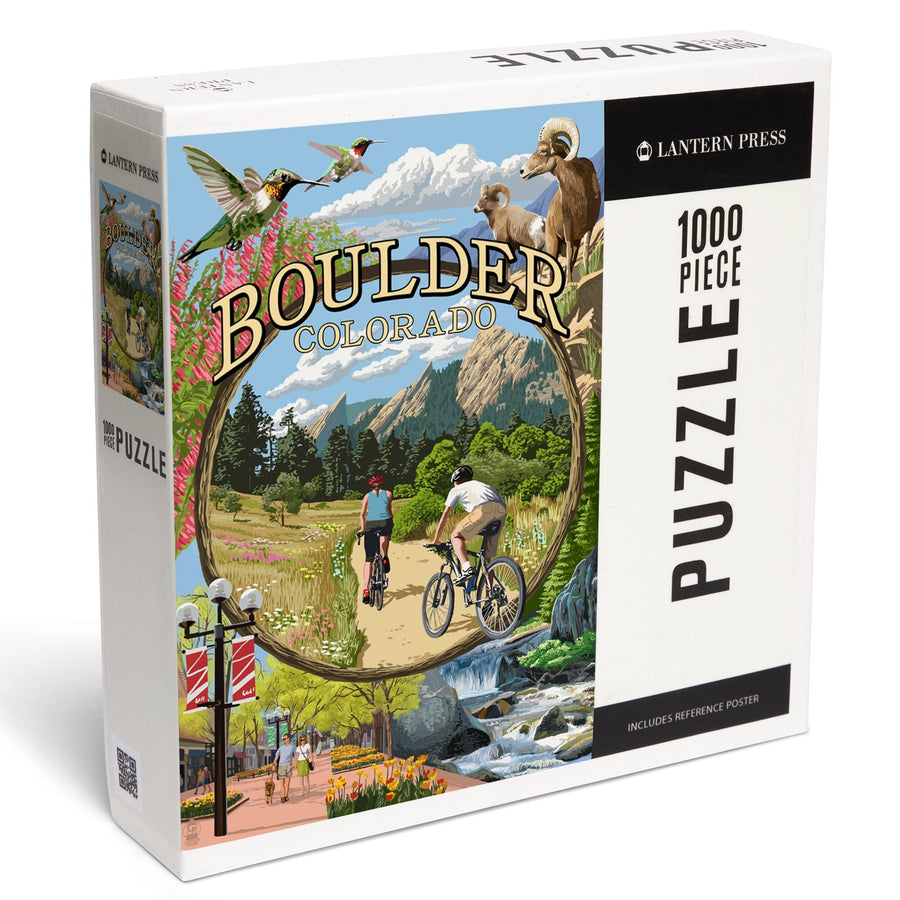 Boulder, Colorado, Montage Views, Jigsaw Puzzle Puzzle Lantern Press 