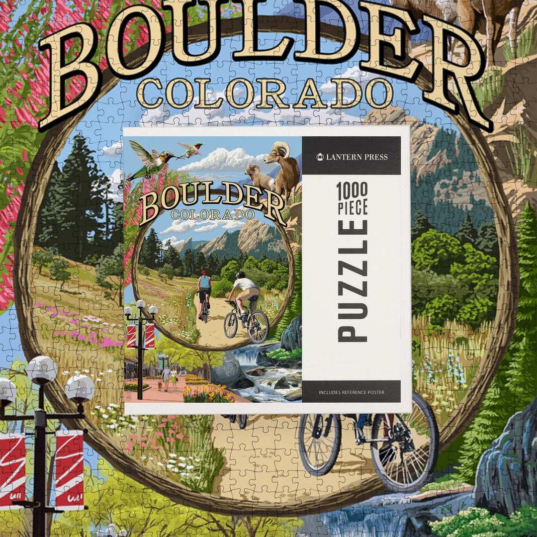 Boulder, Colorado, Montage Views, Jigsaw Puzzle Puzzle Lantern Press 