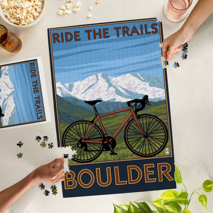 Boulder, Colorado, Mountain Bike, Jigsaw Puzzle Puzzle Lantern Press 