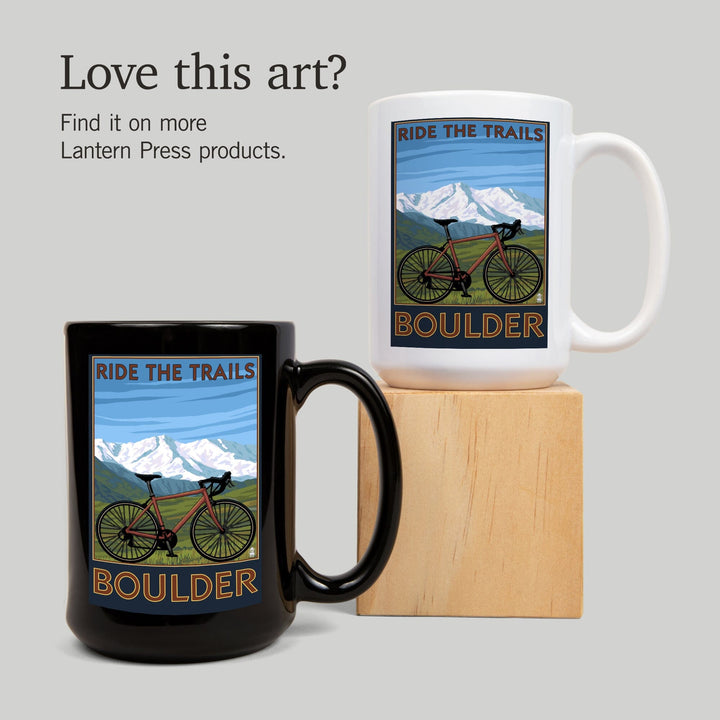 Boulder, Colorado, Mountain Bike, Lantern Press Artwork, Ceramic Mug Mugs Lantern Press 