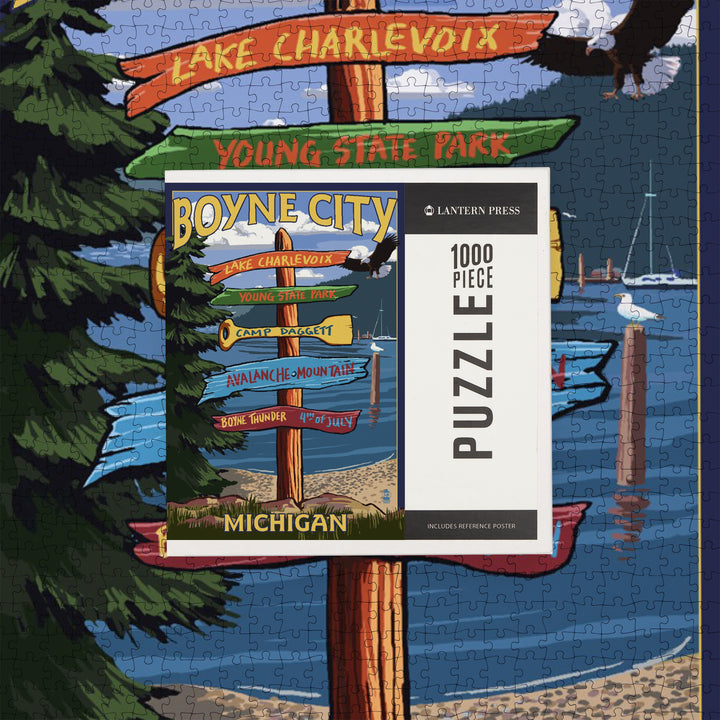 Boyne City, Destination Signpost, Jigsaw Puzzle Puzzle Lantern Press 
