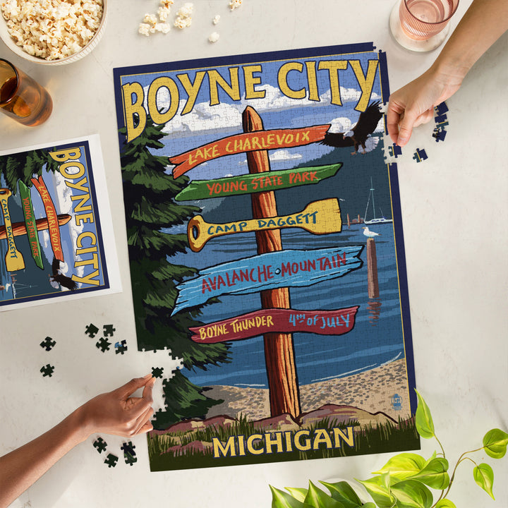 Boyne City, Destination Signpost, Jigsaw Puzzle Puzzle Lantern Press 