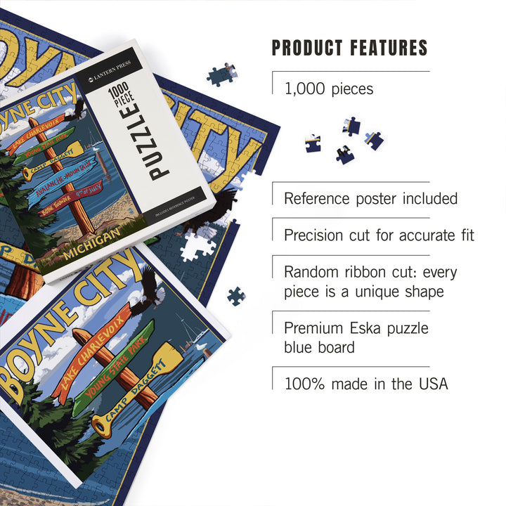 Boyne City, Destination Signpost, Jigsaw Puzzle Puzzle Lantern Press 