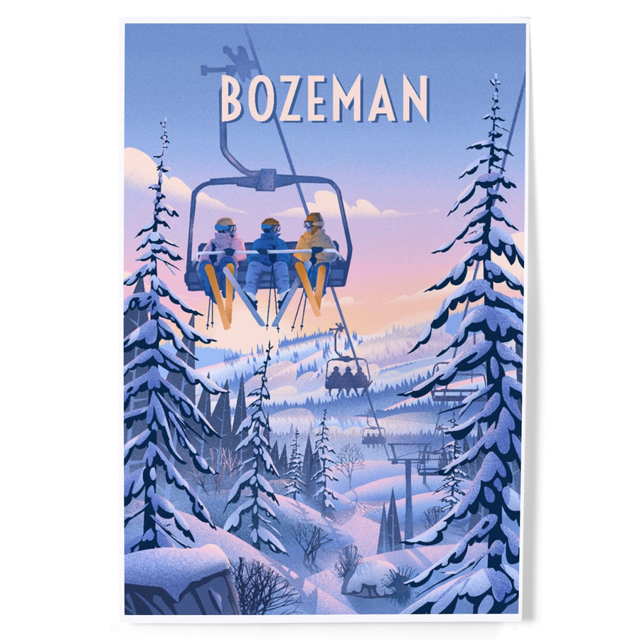 Bozeman, Montana, Chill on the Uphill, Ski Lift, Art & Giclee Prints Art Lantern Press 