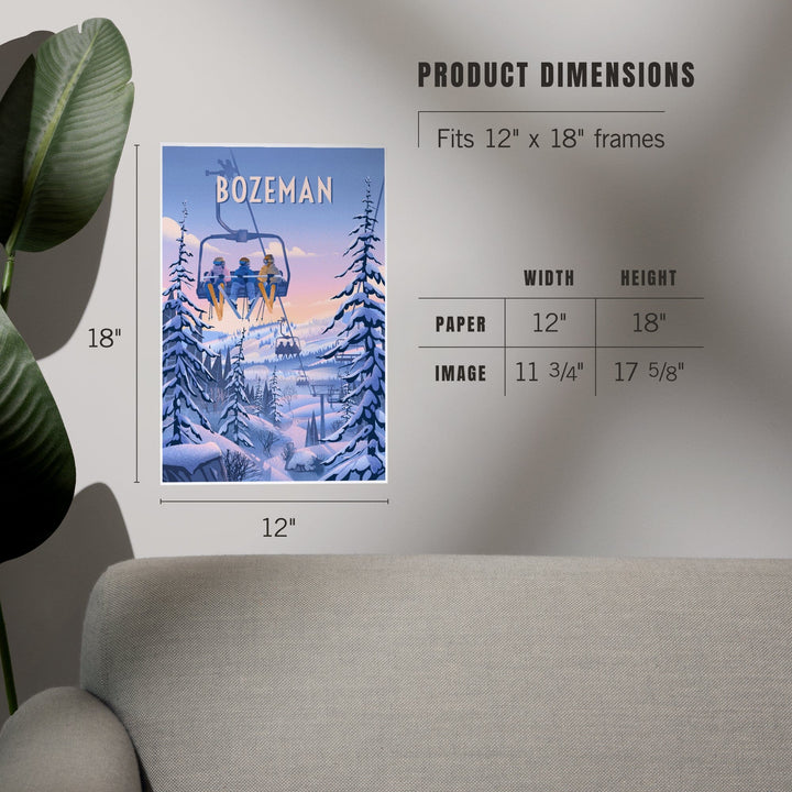 Bozeman, Montana, Chill on the Uphill, Ski Lift, Art & Giclee Prints Art Lantern Press 