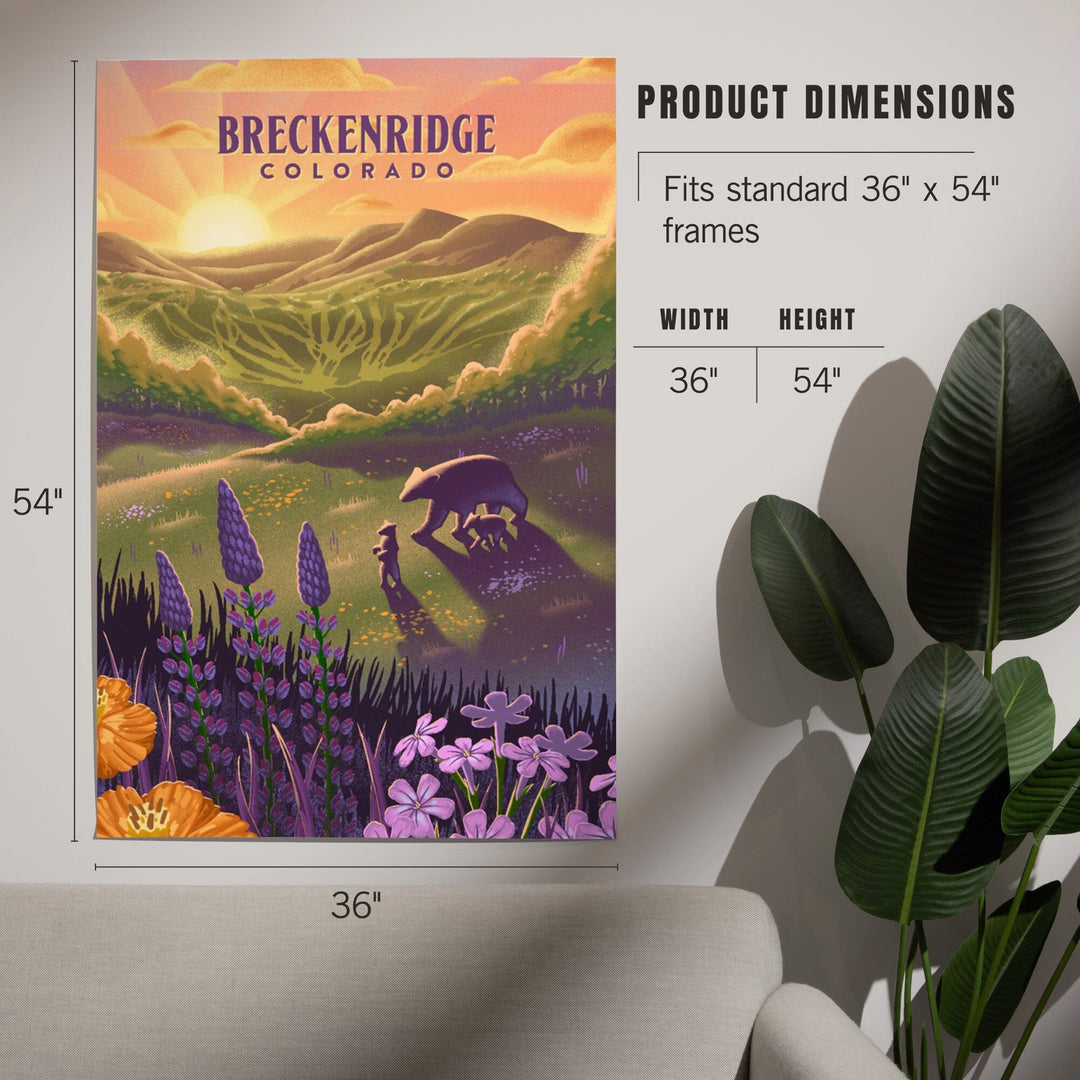 Breckenridge, Colorado, Bear and Spring Flowers, Ski Mountain, Lithograph, Art & Giclee Prints Art Lantern Press 