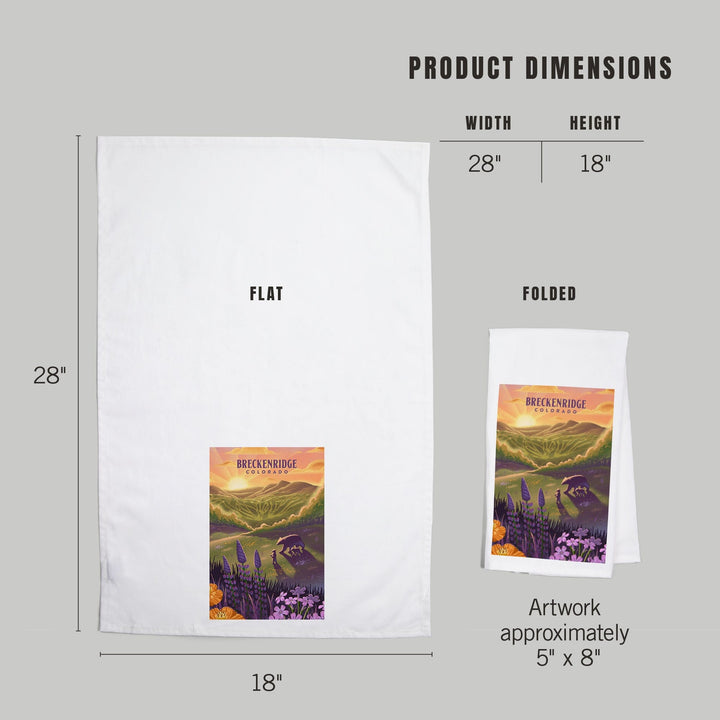 Breckenridge, Colorado, Bear and Spring Flowers, Ski Mountain, Lithograph, Organic Cotton Kitchen Tea Towels Kitchen Lantern Press 