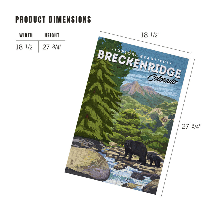 Breckenridge, Colorado, Bear Family and Creek, Jigsaw Puzzle Puzzle Lantern Press 