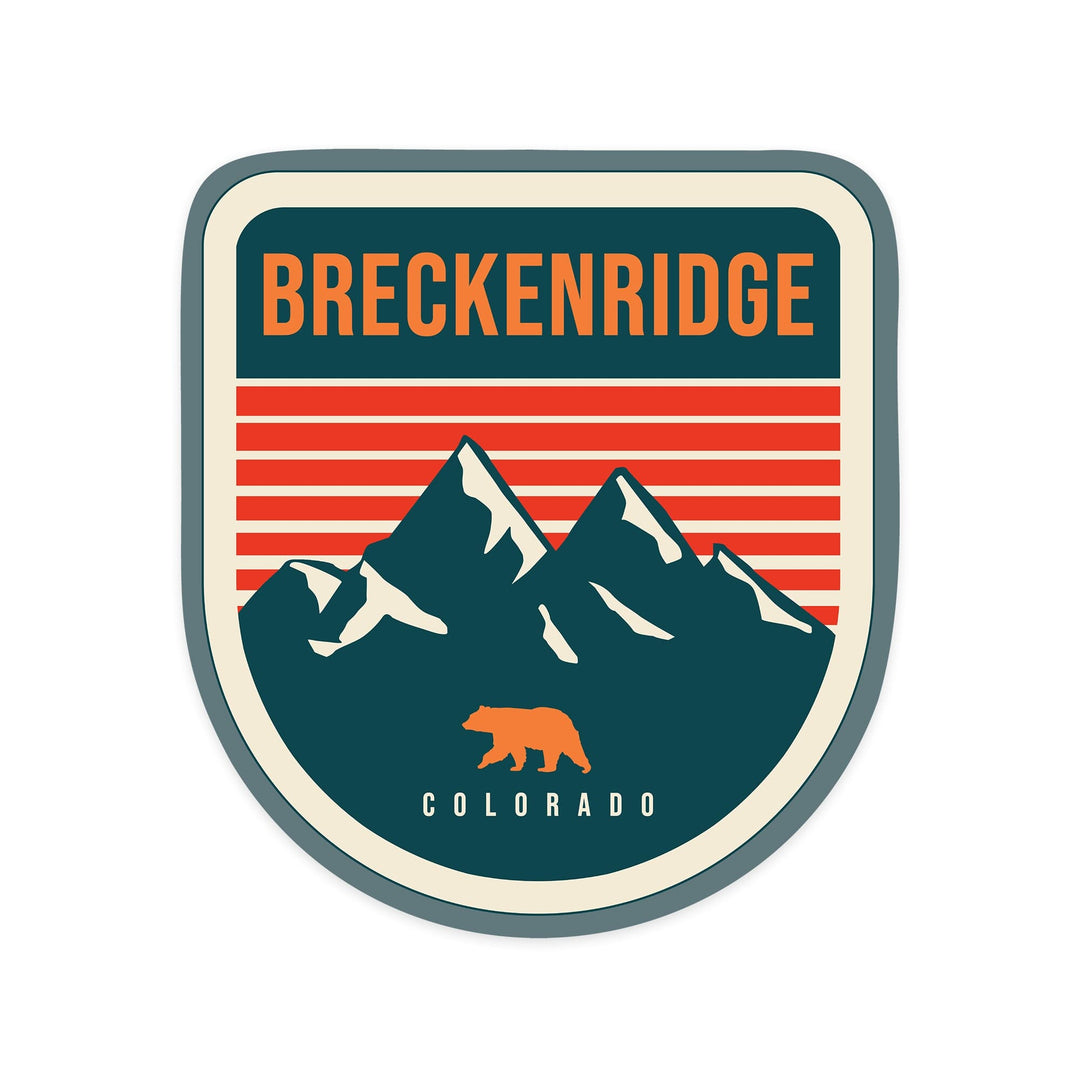 Breckenridge, Colorado, Bear & Mountains, Contour, Lantern Press Artwork, Vinyl Sticker Sticker Lantern Press 