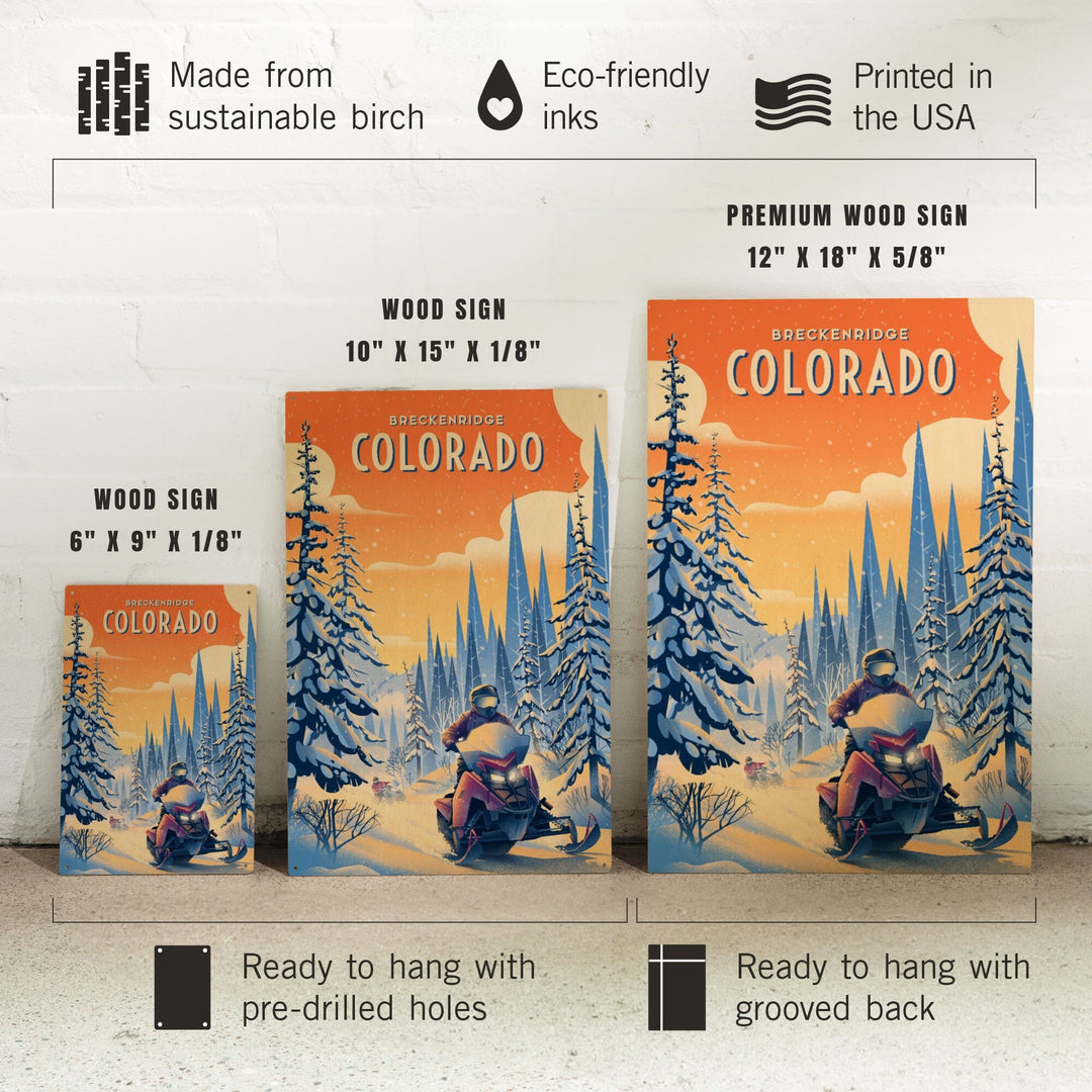 Breckenridge, Colorado, Born to Braaap!, Snowmobile, Wood Signs and Postcards Wood Lantern Press 