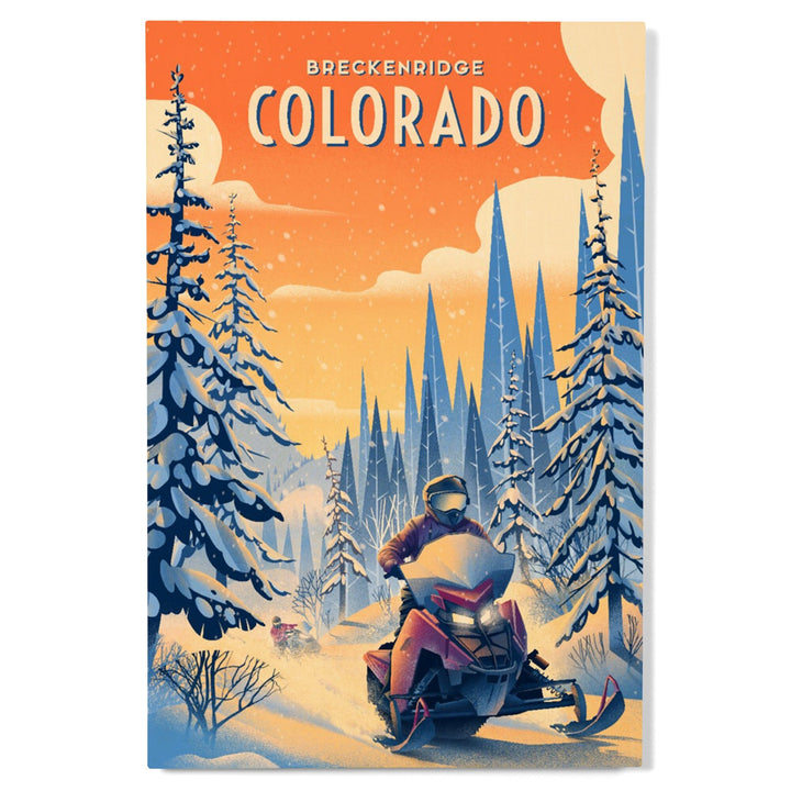 Breckenridge, Colorado, Born to Braaap!, Snowmobile, Wood Signs and Postcards Wood Lantern Press 