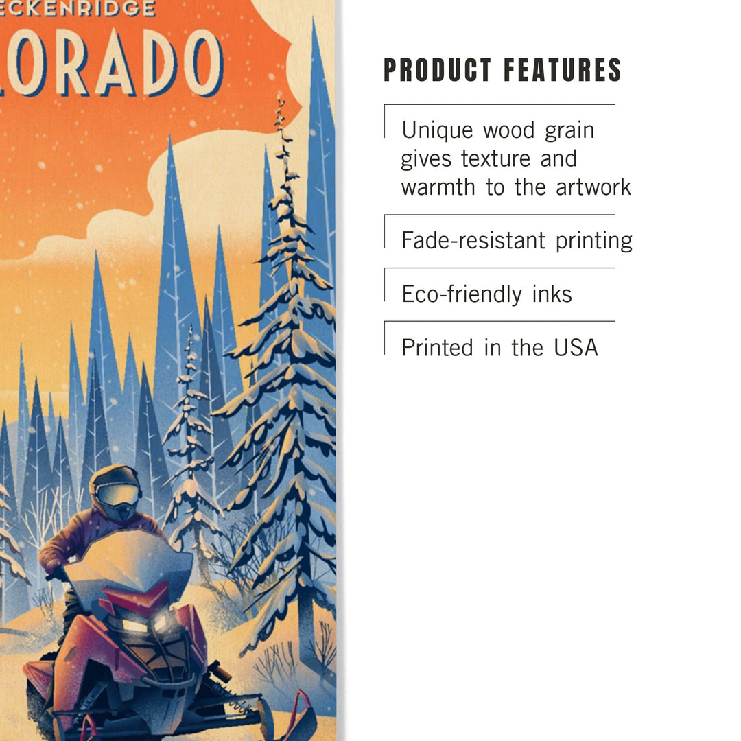 Breckenridge, Colorado, Born to Braaap!, Snowmobile, Wood Signs and Postcards Wood Lantern Press 