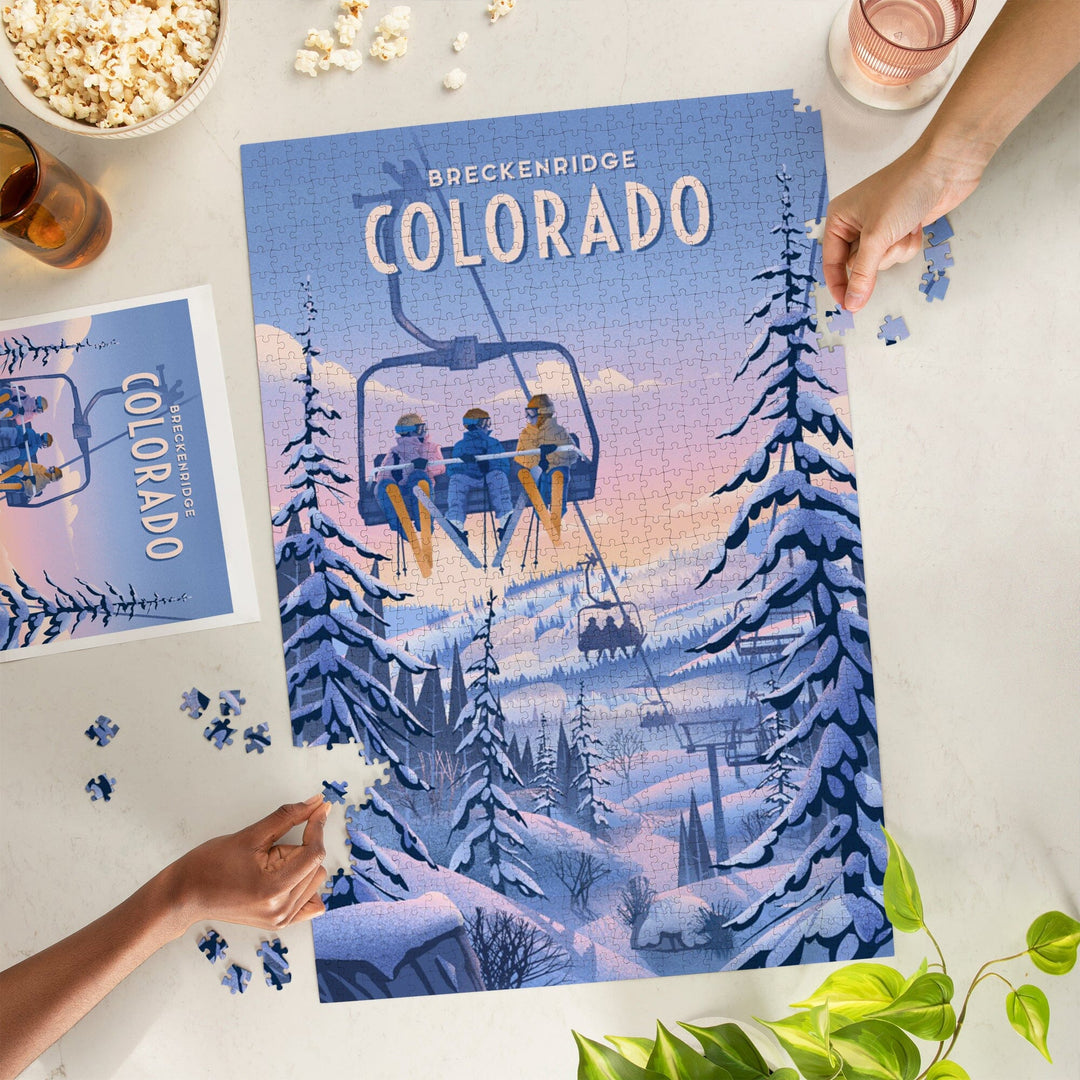 Breckenridge, Colorado, Chill on the Uphill, Ski Lift, Jigsaw Puzzle - Lantern Press